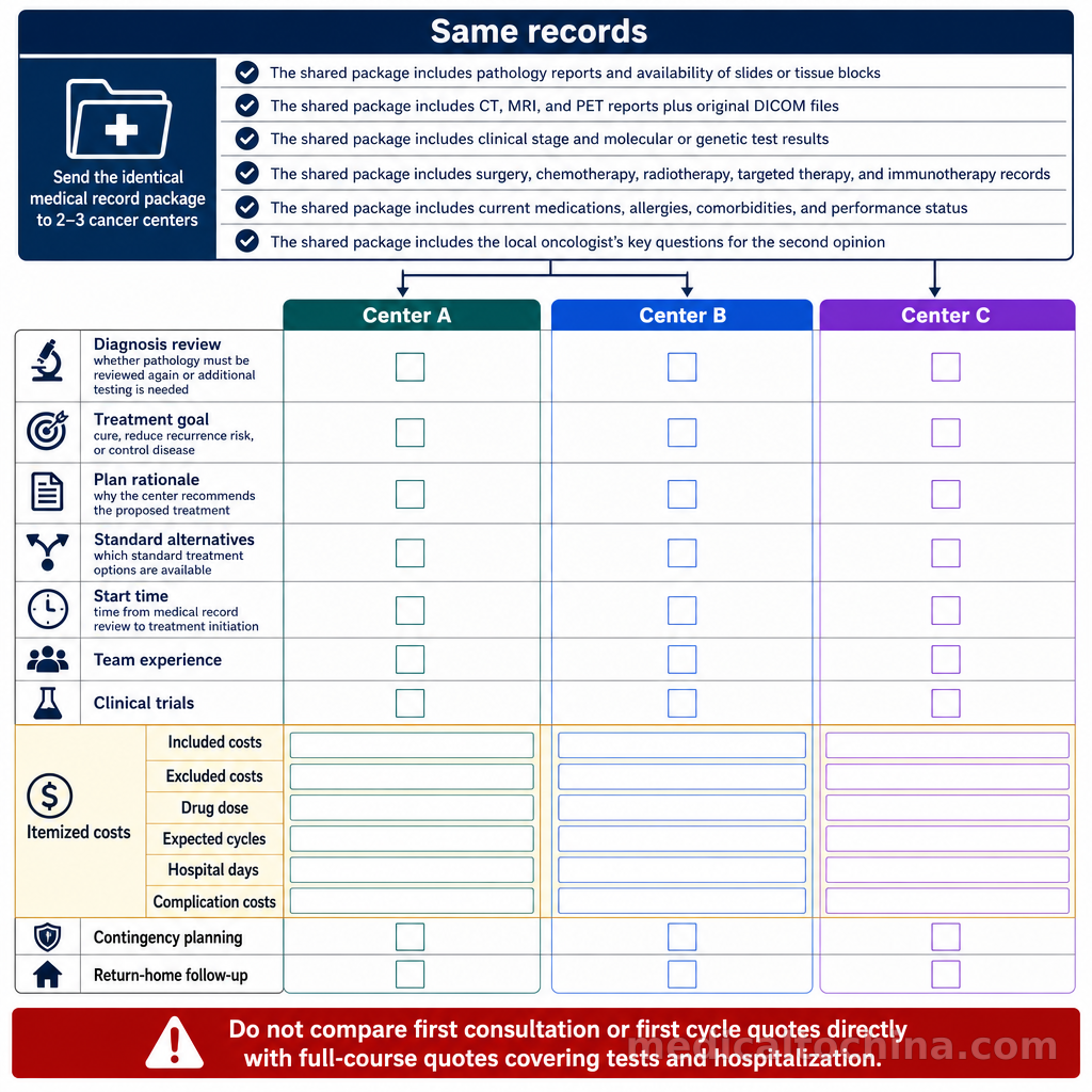 Item-by-item comparison of written proposals from three cancer centers