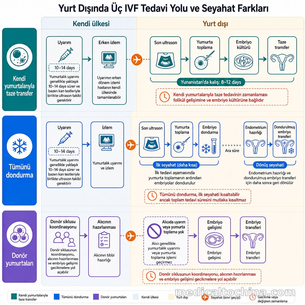 Üç sınır ötesi IVF tedavi yolunun karşılaştırması